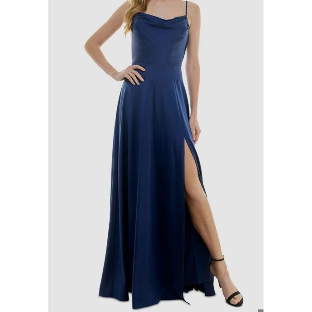 City Studio Womens Juniors Criss Cross Back Prom Dress Gown Dress, NWT